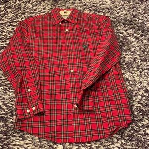 LL Bean Red Green Striped Burton Down Shirt. Small
